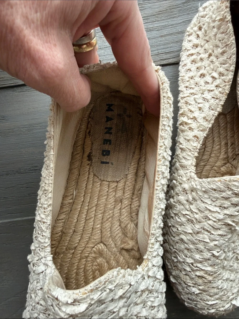 Women's Cream Woven Espadrille Flats - Slip-On Casual Shoes